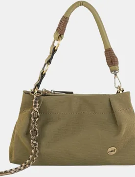 Bolso de hombro mediano en efecto piel con correa ajustable y herrajes metálicos - Volum - FashionsVida