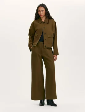 Canvas Collared Utility Jacket Khaki female - Finery London - FashionsVida