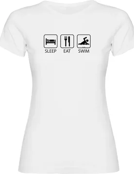 Sleep Eat And Swim Short Sleeve T-shirt White M Women - Kruskis - FashionsVida