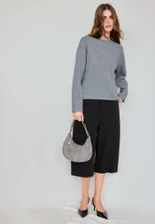 Strickshirt mit Rundausschnitt Graumeliert M