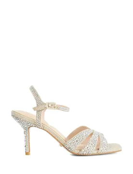 Embellished Ankle Strap Stiletto Heel Sandals Gold female - Dune london - FashionsVida