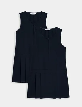 Pack Pleated Pinafore School Dresses (2-12 Yrs) Navy Female - M&S - FashionsVida