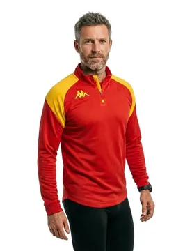 Sweat à Demi-zip Lovato Red / Yellow Chrome 2XL - Kappa - FashionsVida