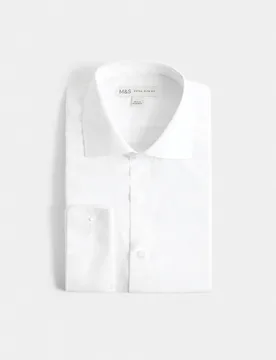Extra Slim Fit Easy Iron Cotton Blend Shirt White male - M&S - FashionsVida