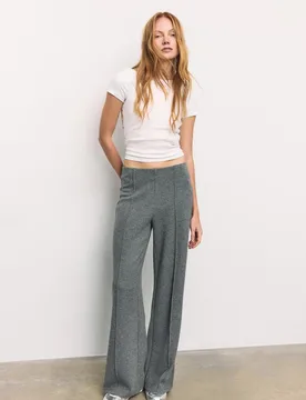Hose mit Ziernaht und weicher Haptik Graumeliert M - Stradivarius - FashionsVida