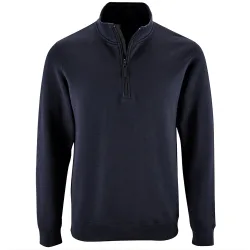 Mens Stan Contrast Zip Neck Sweatshirt (French Navy) - Multicolour - Size Small