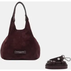 Bolso de mano pequeño en ante , incluye bandolera en piel modelo DUA