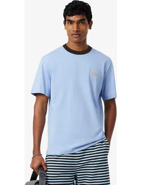 Camiseta de hombre de algodón en bloques de color con corte clásico en blanco de manga corta - Lacoste - FashionsVida