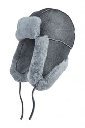 Mens RAF Aviator B-55 Suede Sheepskin Trapper Hat - - Size: L