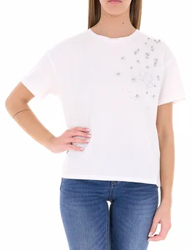 T-shirt con strass LIU JEANS BIANCO L - Liu jo - FashionsVida