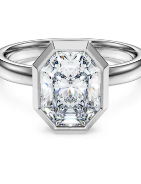Anello con castone Octagon, Diamanti creati in laboratorio 2,0 ct tw, Forma ottagonale, Oro bianco 18 K 52 - Swarovski - FashionsVida
