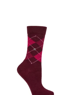 Women's 1 Pair Burlington Whitby Extra Soft Argyle Socks Phlox 3.5-7 Women's - Red - Size: Small - SockShop - FashionsVida