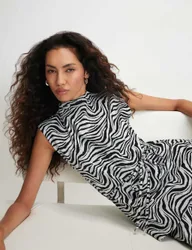 Zebra Print High Neck Vest Black Mix female
