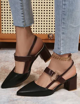 Sandalias de tacón alto para mujer 2026 Primavera/Verano Nuevo tacón grueso Moda Versátil Punta puntiaguda Cómodo Slip-On Tacón alto CN40 - Shein - FashionsVida