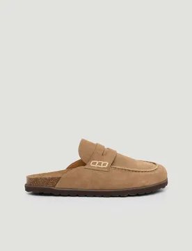 Suede Backless Loafers Light Brown female - hush - FashionsVida