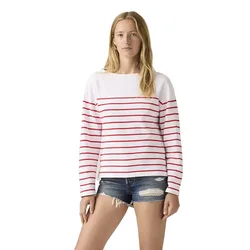 Top A Maniche Lunghe Marin Stripe Magnolia Stripe Bright White / True Red S