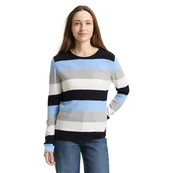 Pull Knit Structured Striped Fjord Blue Grey Stripe 2XL