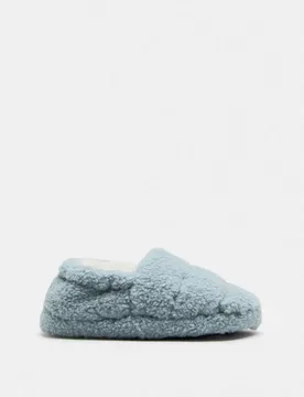 Kids' Borg Elastic Back Slippers (4 Small - 2 Large) Blue Female - M&S - FashionsVida