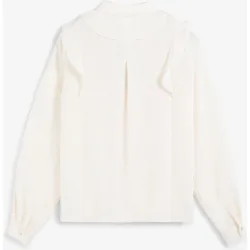 Blusa de mujer con volantes y mangas ligeramente abullonadas