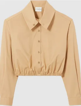 Camisa de mujer cuello alto vuelto manga larga fruncida con botones joya - CLAUDIE PIERLOT - FashionsVida