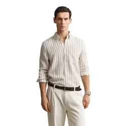 Camicia A Maniche Lunghe 3260055 Linen Regular Fit Cream L