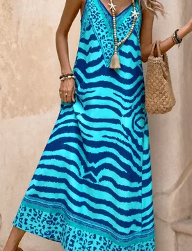 Vestido largo y suelto de mujer con estampado de leopardo, elegante para uso diario y vacaciones, verano S - Shein - FashionsVida
