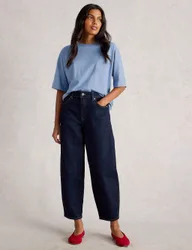 Pure Cotton Crew Neck T-Shirt Blue female