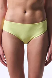 Womens Ribbed Mid-Waist Hipster Bikini Bottoms - Yellow - Size X-Small