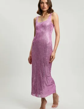 Women's Whitley Neill Petite Premium Crystal Embellished Midi Dress in Baby Pink Size: Medium - Baby Pink - Size: M - Karen millen - FashionsVida