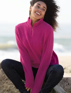 Purbeck Womens 1/4 Zip Teddy Fleece - - Size: L - Kite Clothing - FashionsVida