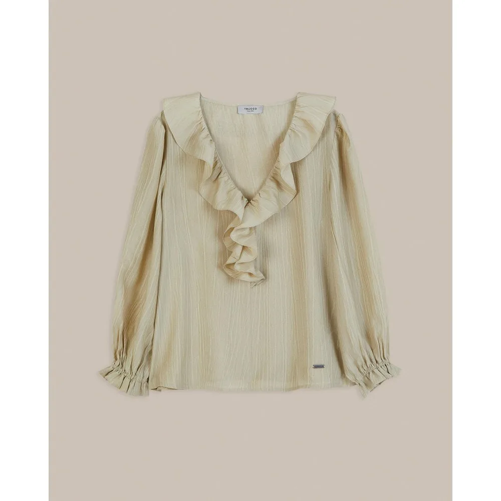 Blusa de mujer con volantes y cuello pico - Trucco - FashionsVida