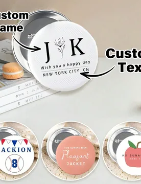 Piezas, Broche de botón con diseño personalizado, Broche de botón con texto/logo/foto personalizado, (Tamaño: 25mm/32mm/38mm/44mm/50mm/58mm/65mm/7 - Shein - FashionsVida