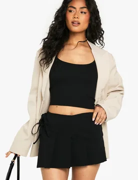 Womens Bengaline Wrap Tie Side Skort - Black Viscose - Size 10 Uk - Boohoo - FashionsVida