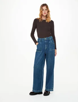 Ribbed Crew Neck Top Brown female - Whistles - FashionsVida
