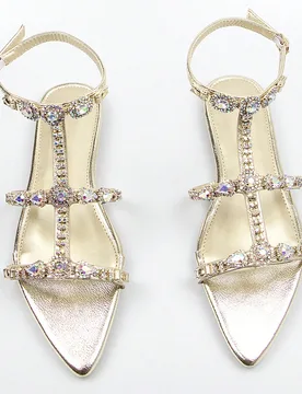 Sandalias con tira de tobillo y decoración de rhinestones para mujer, sandalias glamorosas para looks de primavera y verano EUR43 - Shein - FashionsVida