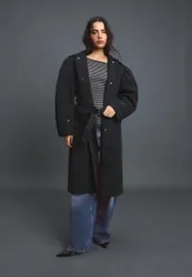 Trenchcoat mit voluminösen Ärmeln Schwarz M