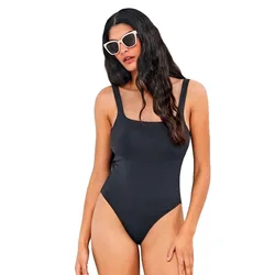 Square Neck Swimsuit Black S Women