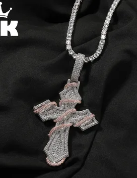 THE BLING KING Iced Out Thorn Wrapped Cross Pendant Necklace Zircon Hip Hop Jewelry Father's Day Graduation Gift for Men - Aliexpress - FashionsVida