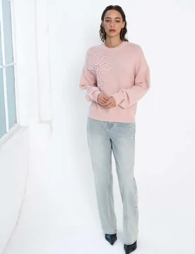 Textured Crew Neck Jumper Pink female - French connection - FashionsVida