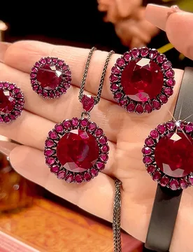 New autumn and winter jewelry set with gold-plated red corundum and a high-end black gold design, main stone size 16-10mm - Aliexpress - FashionsVida