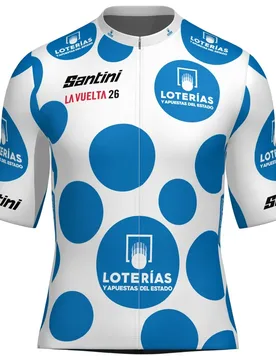 Maglia A Maniche Corte La Vuelta Polka Dot 2026 Blue - Santini - FashionsVida