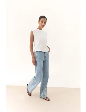 Pantalón de mujer de corte recto y tiro alto - Bimani - FashionsVida