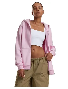 Felpa Con Zip Fluffy Soft Pink 3XL - Urban classics - FashionsVida