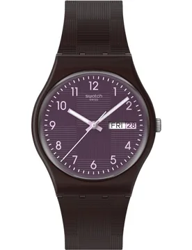 Reloj unisex weaving wonders con correa de silicona marrón - Swatch - FashionsVida