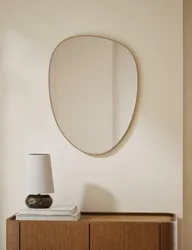 Pebble Metal Curved Wall Mirror Antique Brass