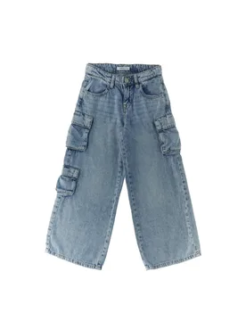 Jeans cargo wide BLU CHIARO 140 - Name it - FashionsVida