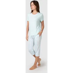 Pijama completo de mujer manga corta liso y cuello redondo