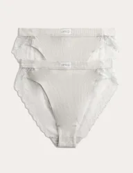 Pack Juni Cotton Rib High Waisted High Leg Knickers Grey Marl female