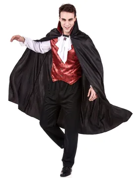 Vampir-Kostüm für Herren Blutsauger Halloweenkostüm schwarz-bordeaux - male - KARNEVAL-MEGASTORE - FashionsVida