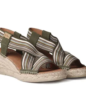 Pons Sandales Compensées En Sparte Tina Khaki EU 45 - Toni - FashionsVida